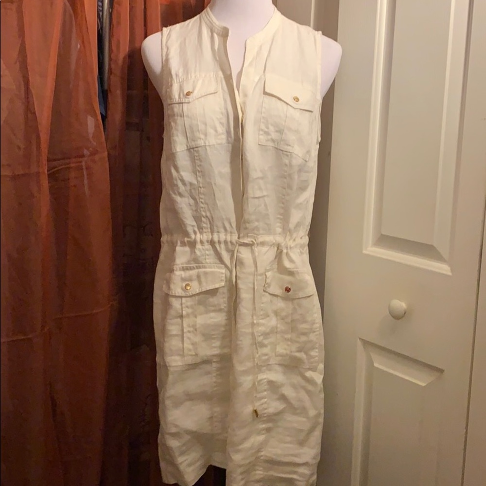 Beige shirt sleeves Michael Kors dress.